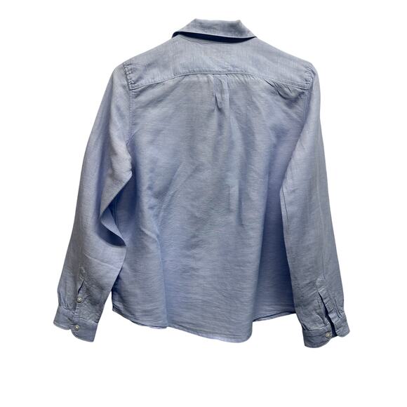 Banana Republic 100% Linen Button Front Shirt Light Blue Quinn Fit Women Small - Picture 7 of 9